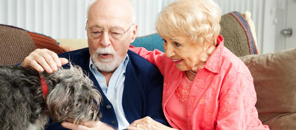 Elderly couple and dog - caring for someone you love